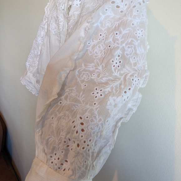 Embroidered Eyelet Prairie Button Up Blouse - Picture 13 of 15